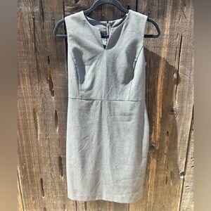 Ann Taylor Sheath Dress Career Work Gray Stretch Sleeveless Zip Up Slit Dress